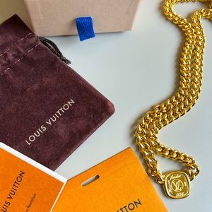 Authentic Louis Vuitton Gold Chain ID Necklace Excellent Condition!
